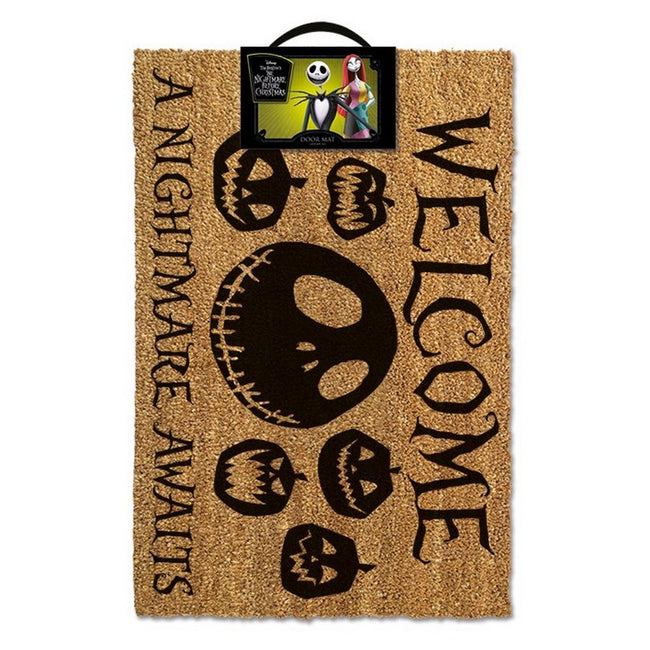 Brown-Black - Front - Nightmare Before Christmas A Nightmare Awaits Door Mat