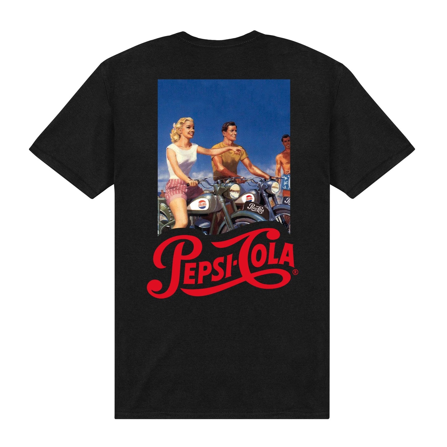 Black - Back - Pepsi Unisex Adult Cola Bike Vintage T-Shirt