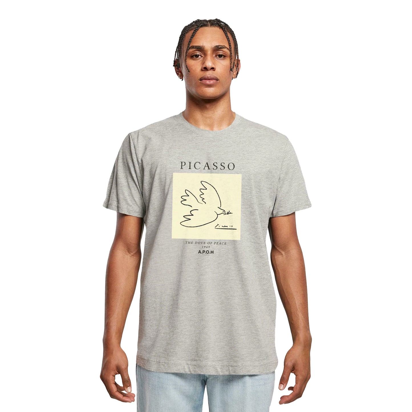 Charcoal - Side - Apoh Unisex Adult Dove Picasso T-Shirt