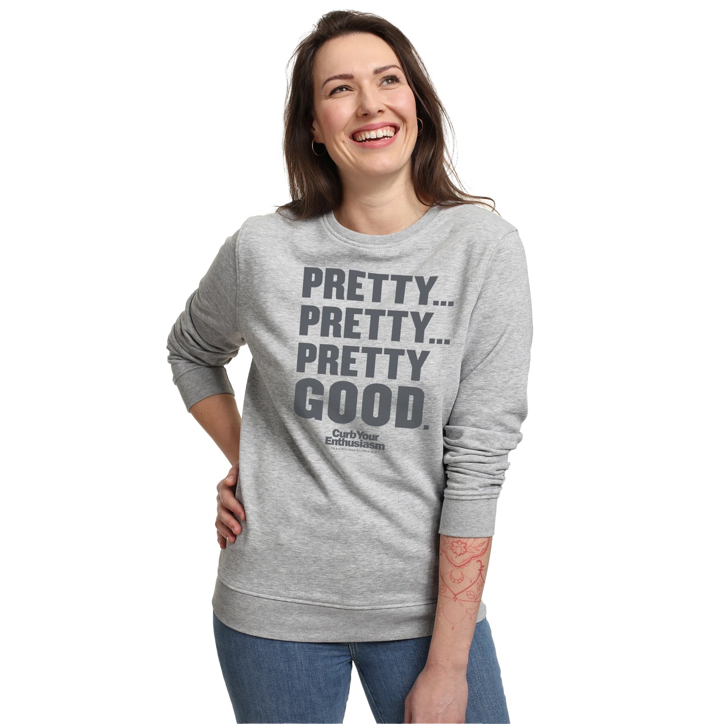 Light Heather - Side - Curb Your Enthusiasm Unisex Adult Pretty Good Sweatshirt