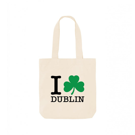 Natural - Front - Apoh I Heart Dublin Shamrock Tote Bag