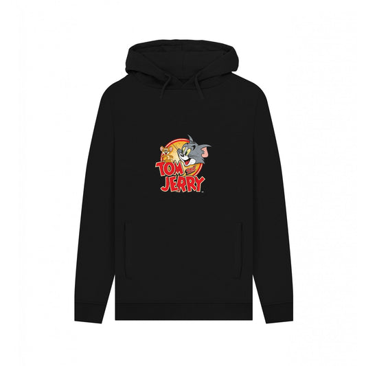 Black - Front - Tom And Jerry Unisex Adult Graphic Vintage Hoodie