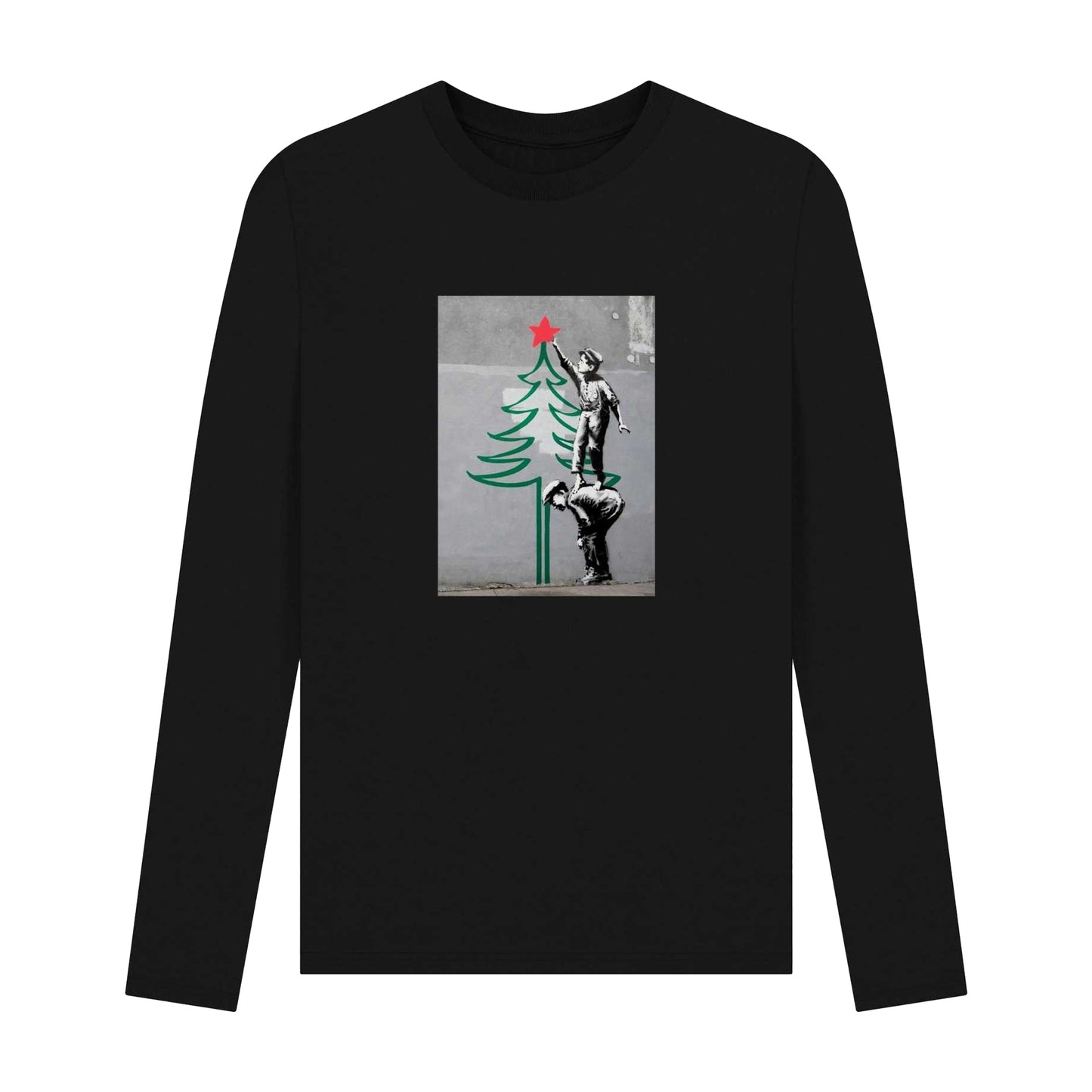 Athletic Grey - Front - Apoh Unisex Adult Banksy Long-Sleeved Christmas T-Shirt