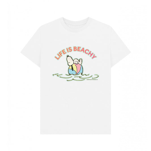 White - Front - Peanuts Unisex Adult Life Is Beachy Snoopy Vintage T-Shirt