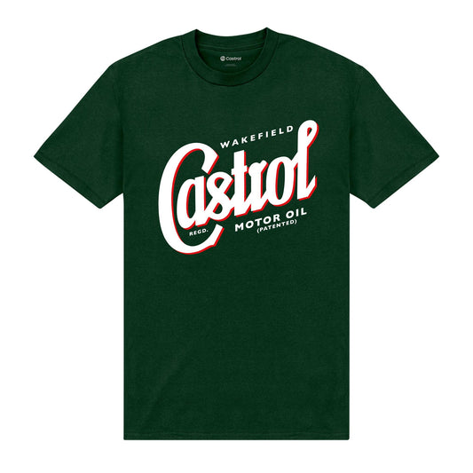 Dark Green - Front - Castrol Unisex Adult Registered Logo T-Shirt