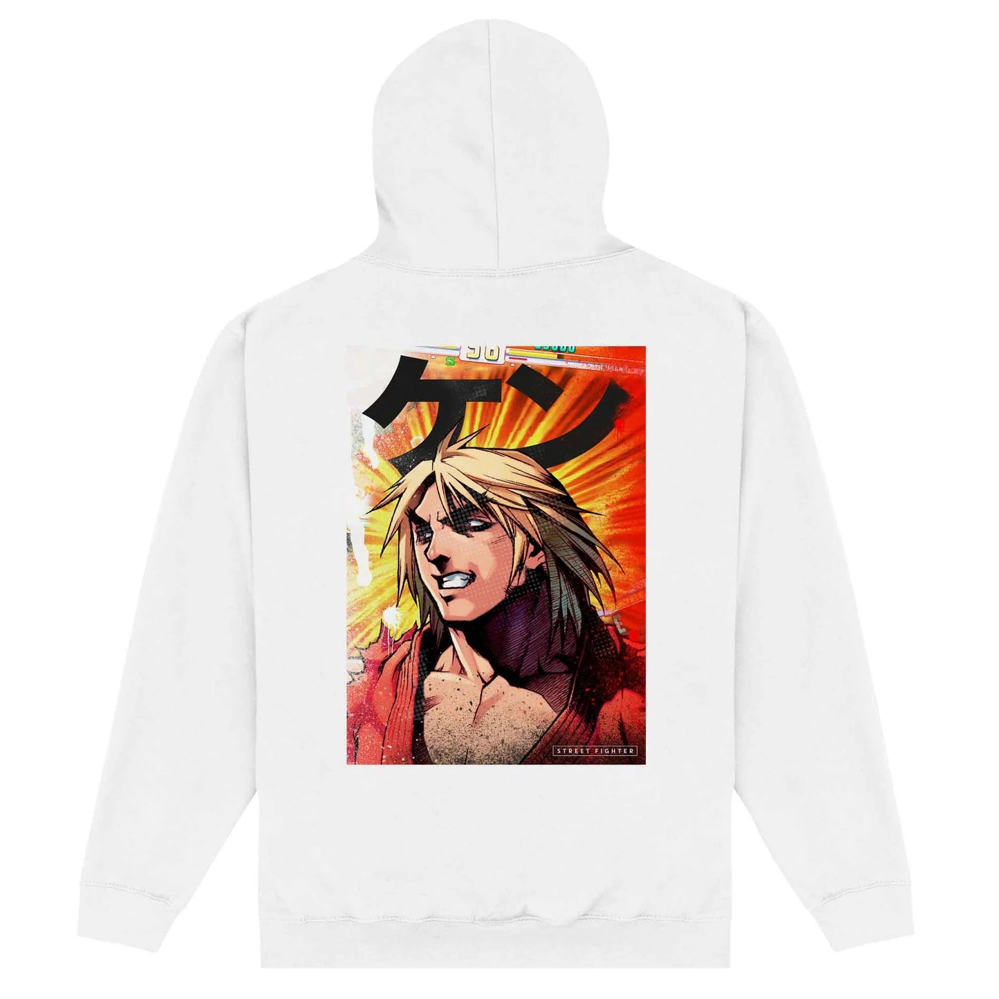 White - Back - Street Fighter Unisex Adult Ken Masters Hoodie