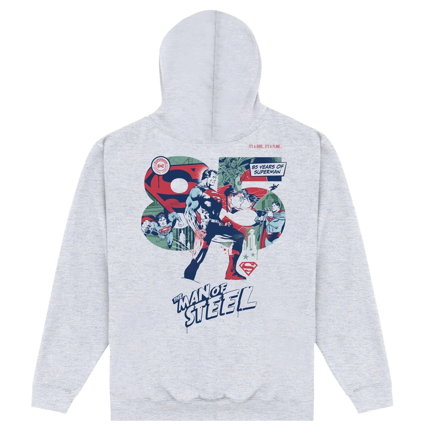 Heather Grey - Back - Superman Unisex Adult 85th Anniversary Hoodie