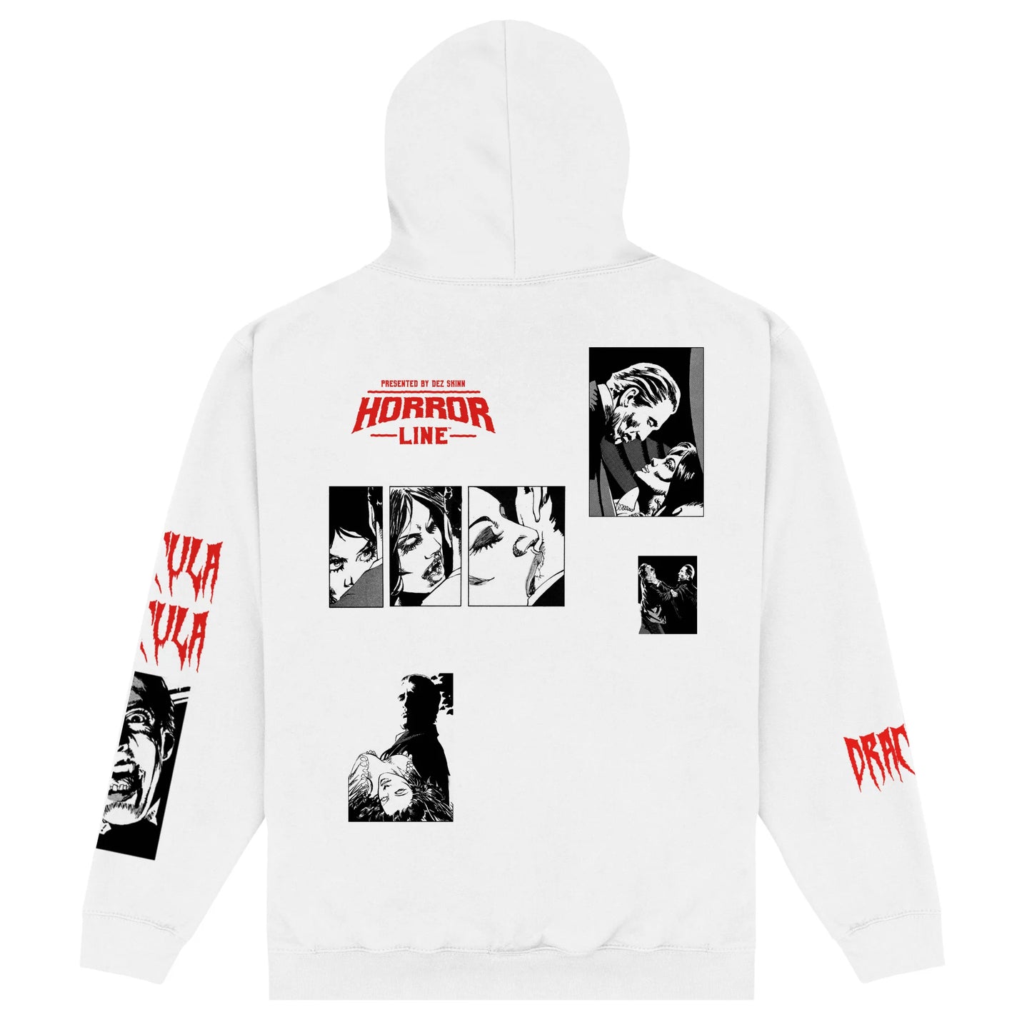 White - Back - Horror Line Unisex Adult Dracula Multi-Images Hoodie