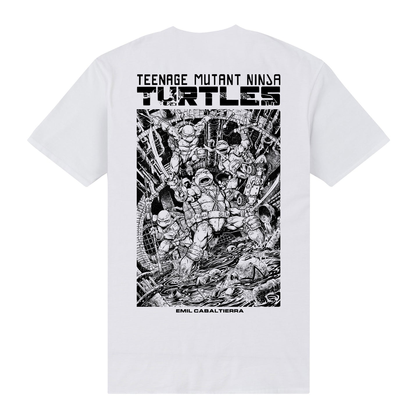 White - Back - TMNT Unisex Adult Artist Series Emil Cabaltierra T-Shirt
