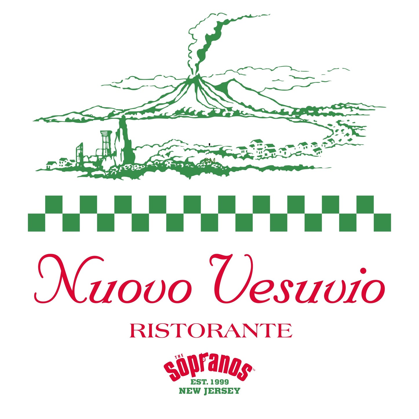 White - Side - The Sopranos Unisex Adult Nuovo Vesuvio T-Shirt