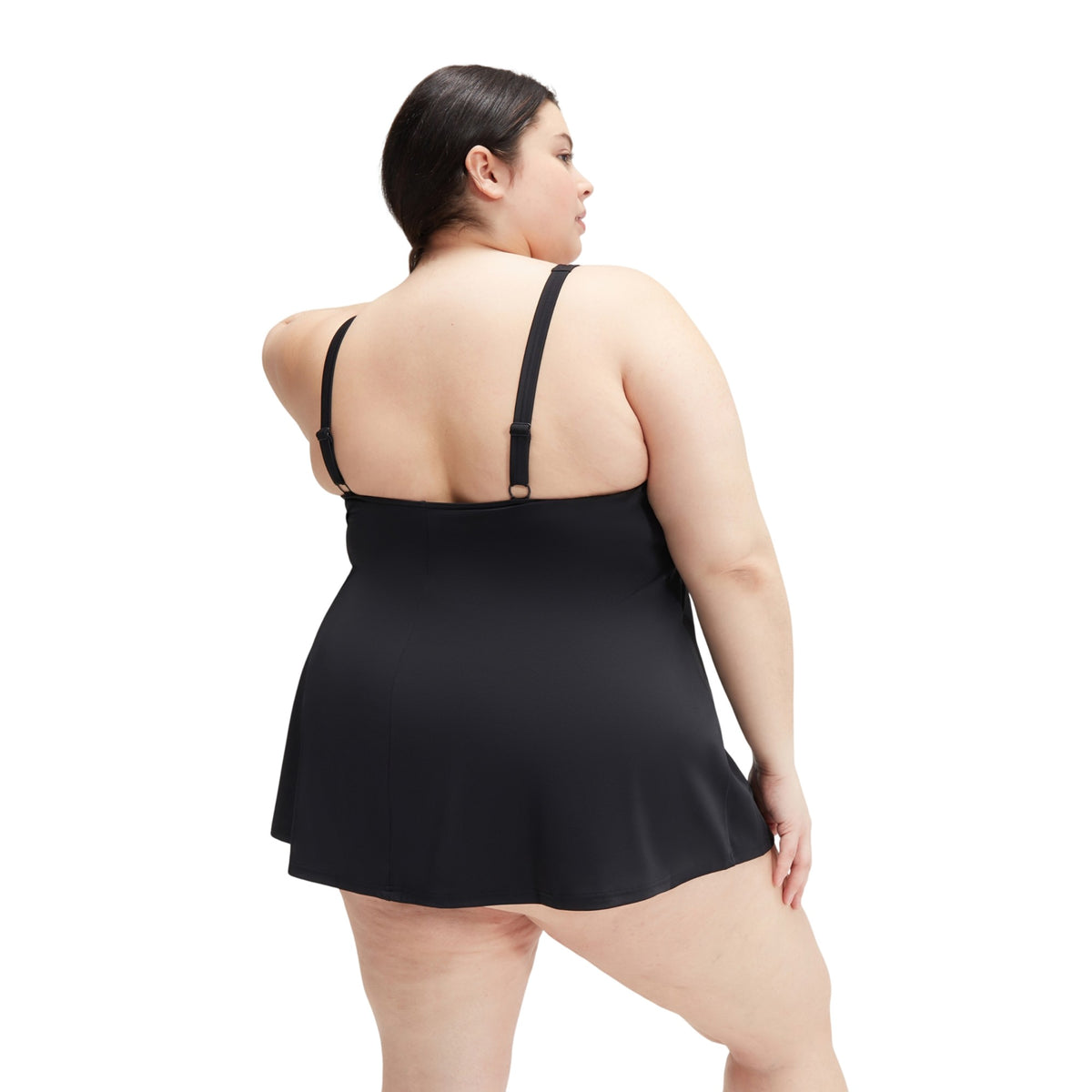 Black - Pack Shot - Speedo Womens-Ladies Logo Swim Dress