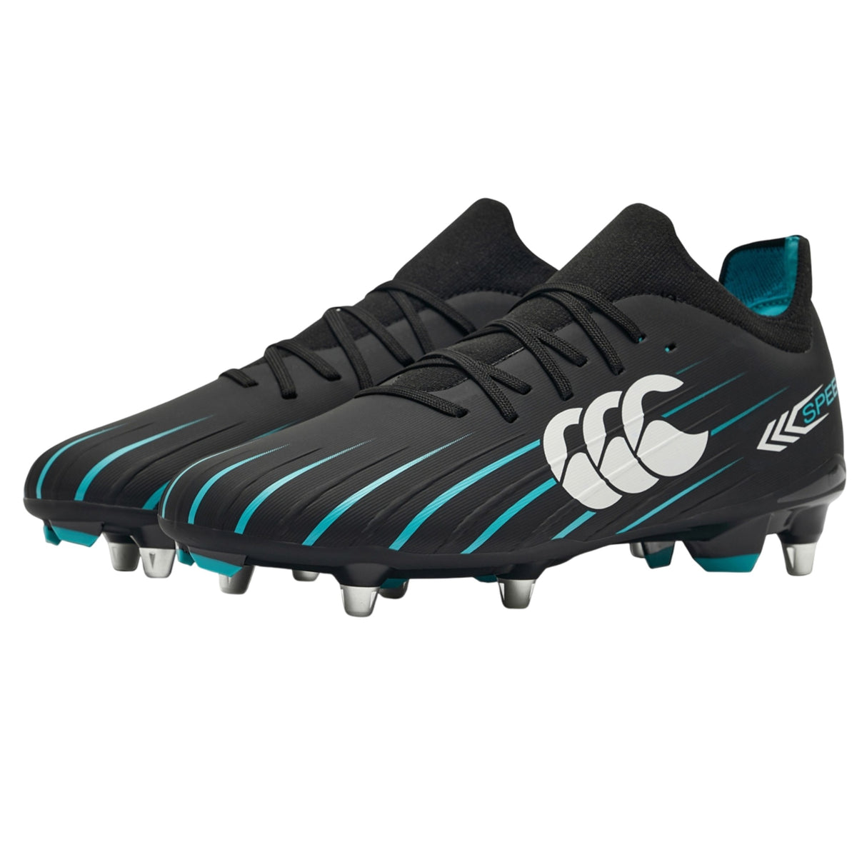 Black - Close up - Canterbury Unisex Adult Speed Falcon Pro 2.0 Soft Ground Rugby Boots