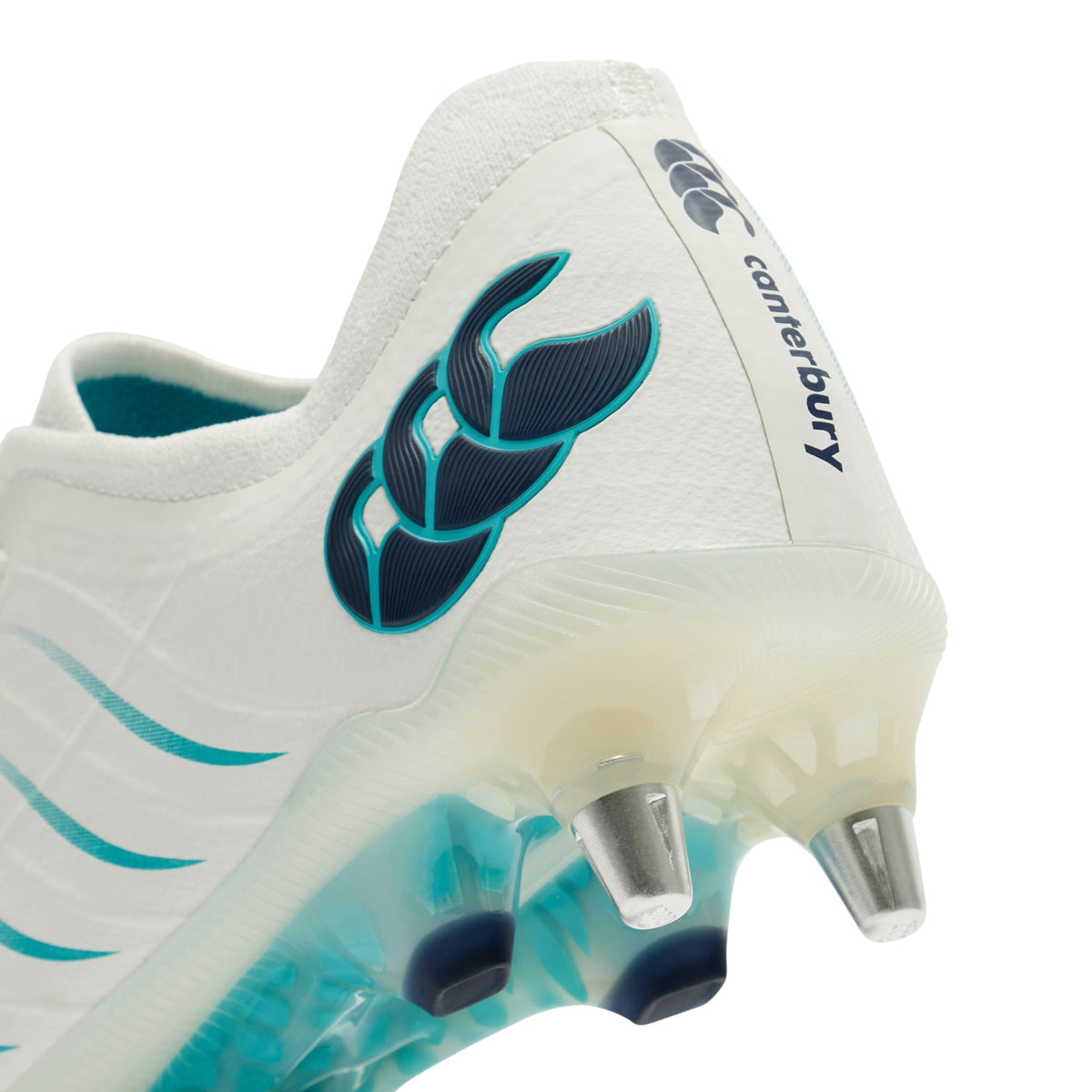 White-Green - Close up - Canterbury Mens Phoenix 2.0 Elite Soft Ground Rugby Boots