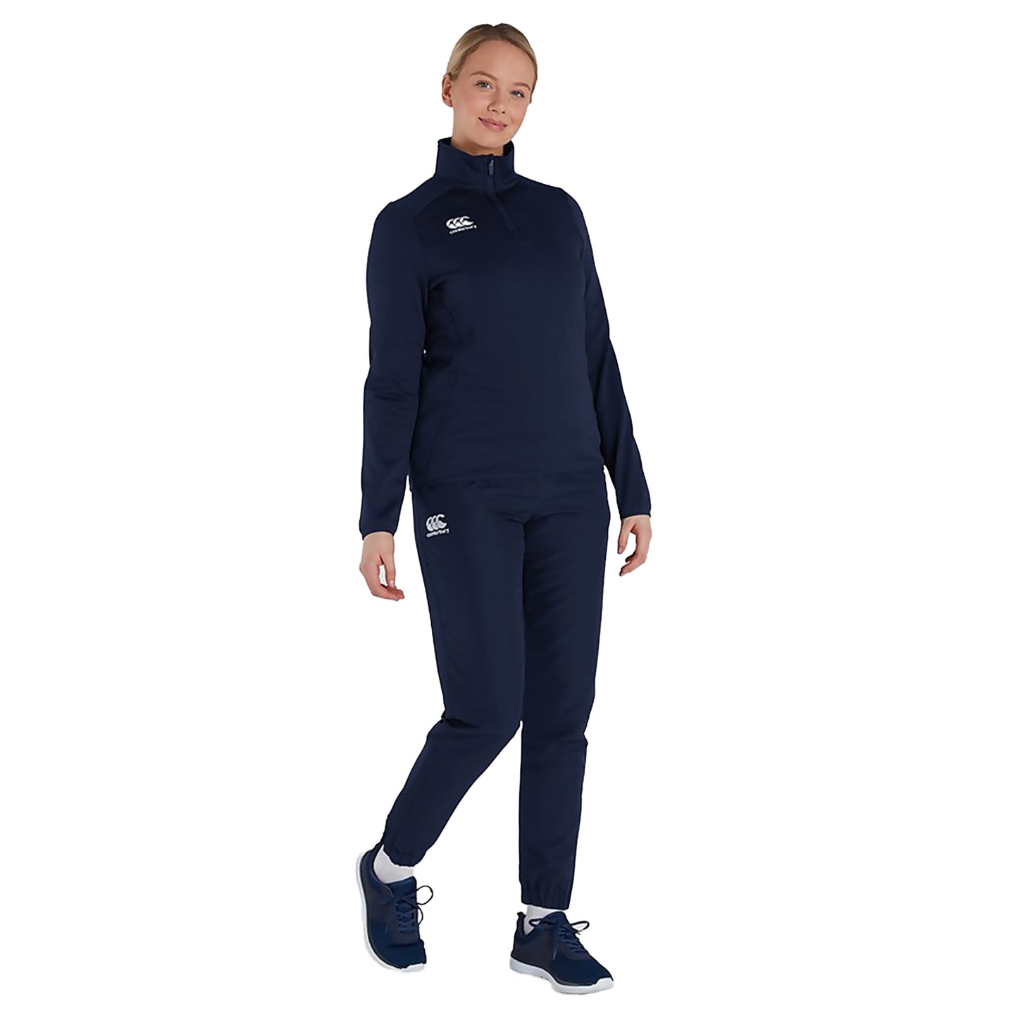 Navy - Side - Canterbury Womens-Ladies Club Quarter Zip Training Midlayer