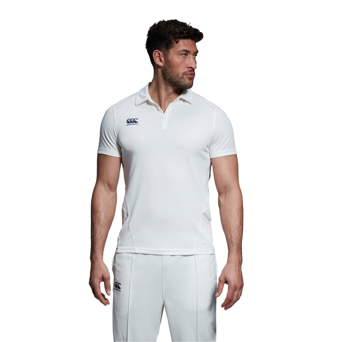 White-Navy - Pack Shot - Canterbury Mens Cricket Polo Shirt