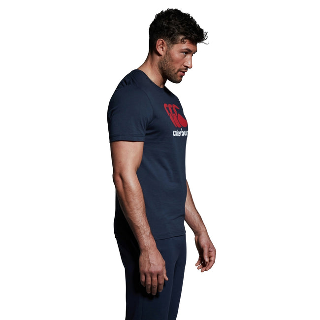 Navy - Side - Canterbury Mens Logo Cotton Blend T-Shirt