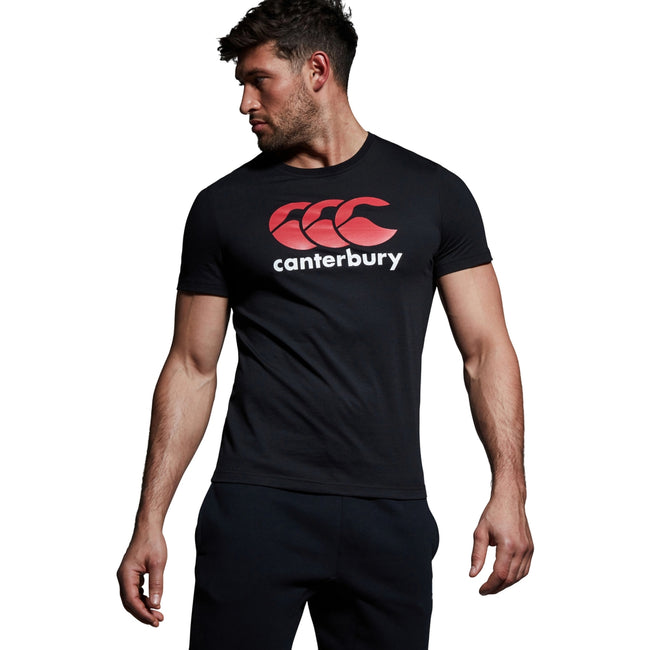 Black - Side - Canterbury Mens Logo Cotton Blend T-Shirt