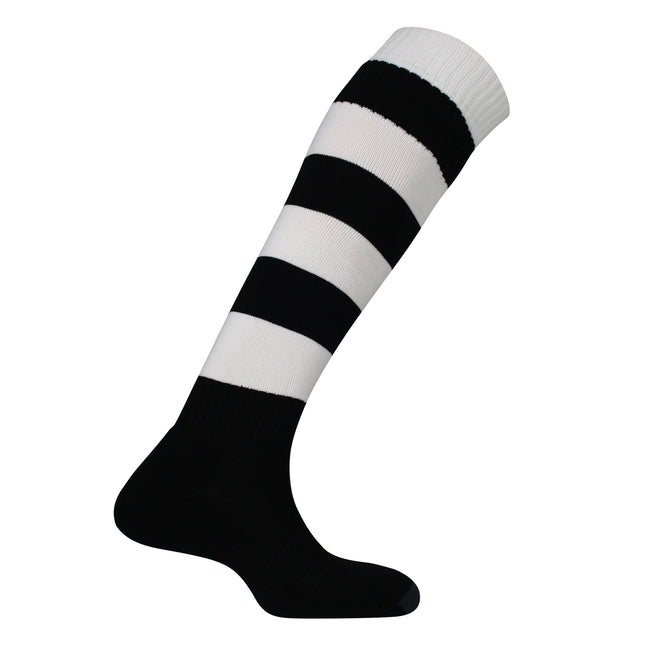 Black-White - Back - Mitre Childrens-Kids Mercury Hooped Football Socks