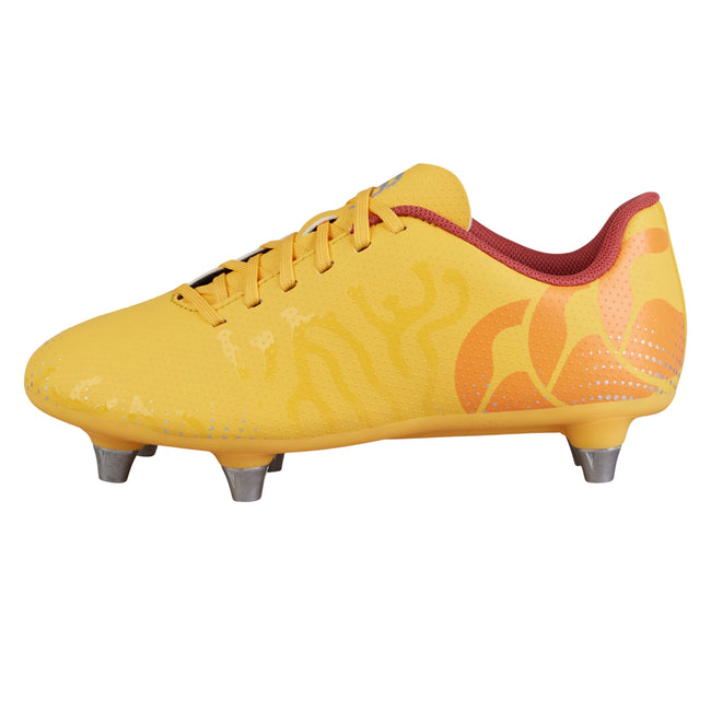 Amber Yellow-Orange Crush-Mars Red - Side - Canterbury Childrens-Kids Speed Infinite Team Soft Ground Rugby Boots