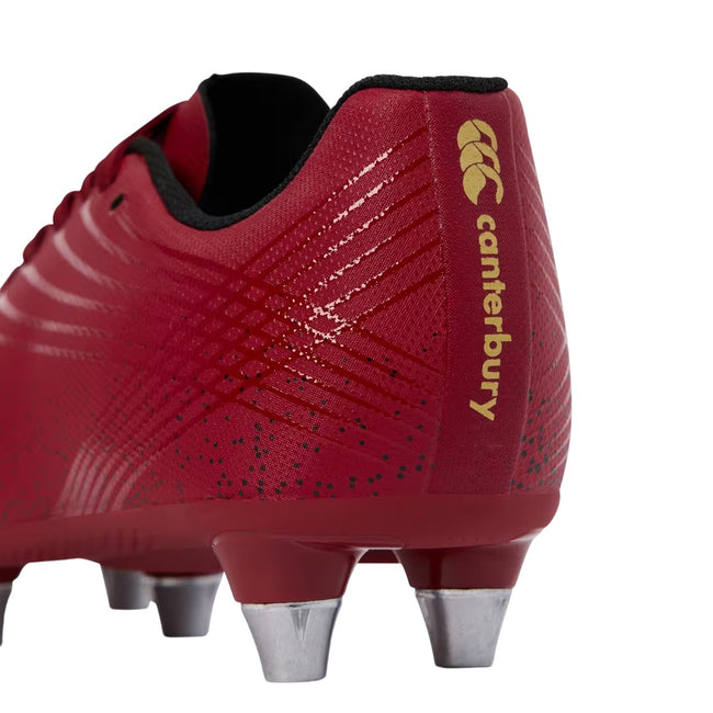 Red Dahlia - Close up - Canterbury Childrens-Kids Stampede Ground Break Team Soft Ground Rugby Boots