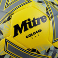 Fluro Yellow-Black-Grey - Close up - Mitre Calcio Evo 24 Football