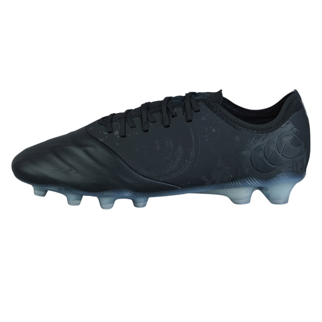 Black-Metallic Silver - Side - Canterbury Unisex Adult Phoenix Genesis Elite Leather Firm Ground Rugby Boots
