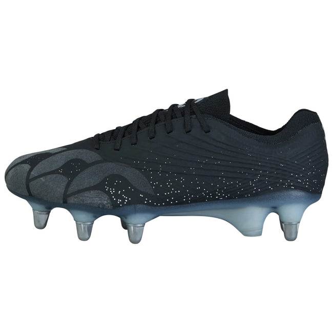 Black-Silver - Side - Canterbury Unisex Adult Stampede Groundbreak Elite Soft Ground Rugby Boots