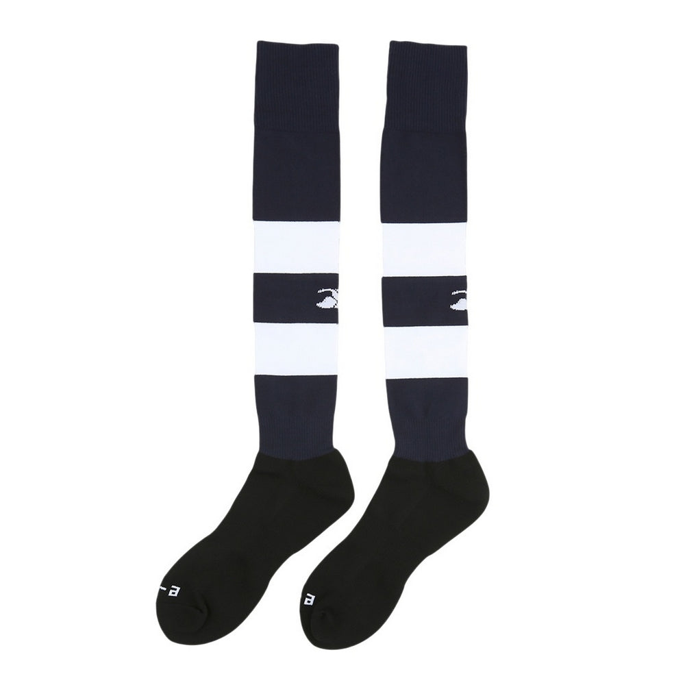 Navy - Back - Canterbury Childrens-Kids Club Hooped Socks