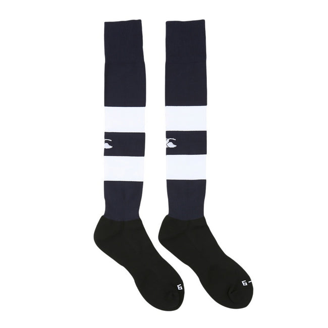 Navy - Front - Canterbury Childrens-Kids Club Hooped Socks