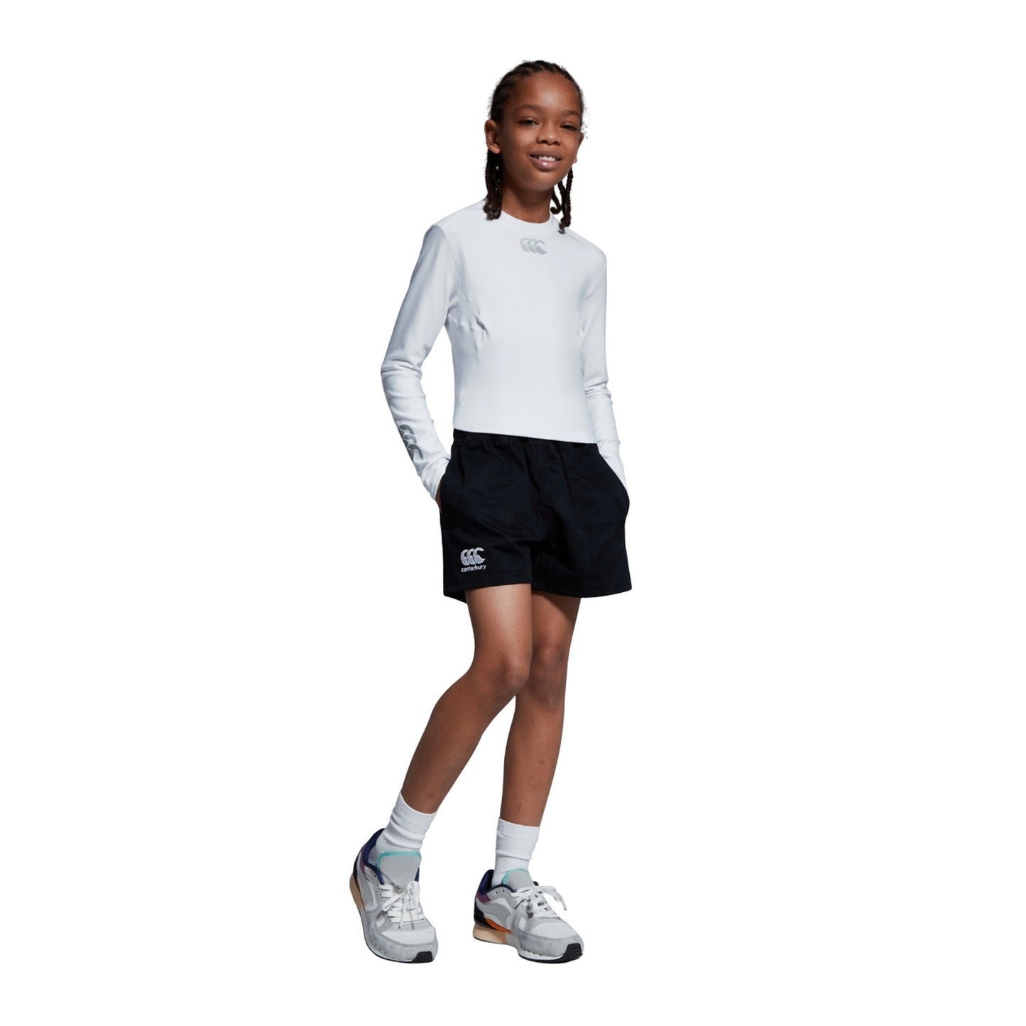 White - Lifestyle - Canterbury Childrens-Kids Thermoreg Long-Sleeved Base Layer Top