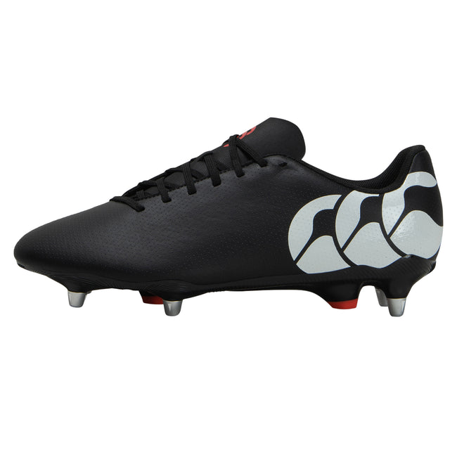 Black-White - Side - Canterbury Unisex Adult Speed Raze Soft Ground Rugby Boots