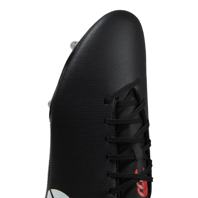 Black-White - Close up - Canterbury Unisex Adult Speed Raze Soft Ground Rugby Boots