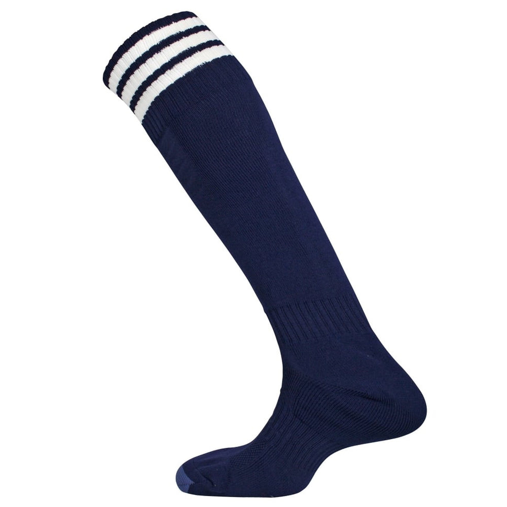 Navy-White - Back - Mitre Childrens-Kids Mercury 3 Stripes Football Socks