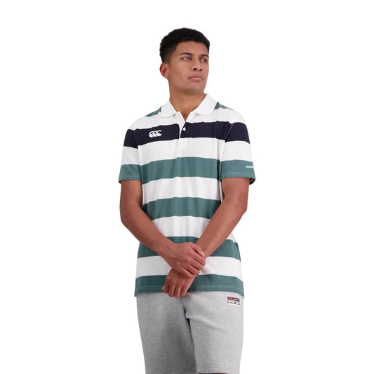 Bright White - Front - Canterbury Mens Stripe Polo Shirt