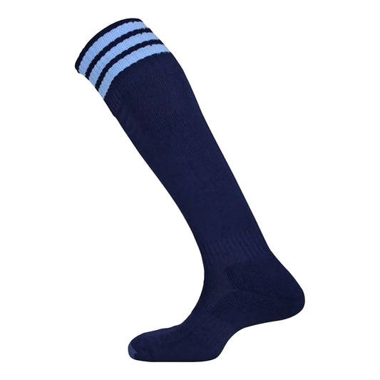Navy-Amber - Front - Mitre Unisex Adult Mercury 3 Stripes Socks