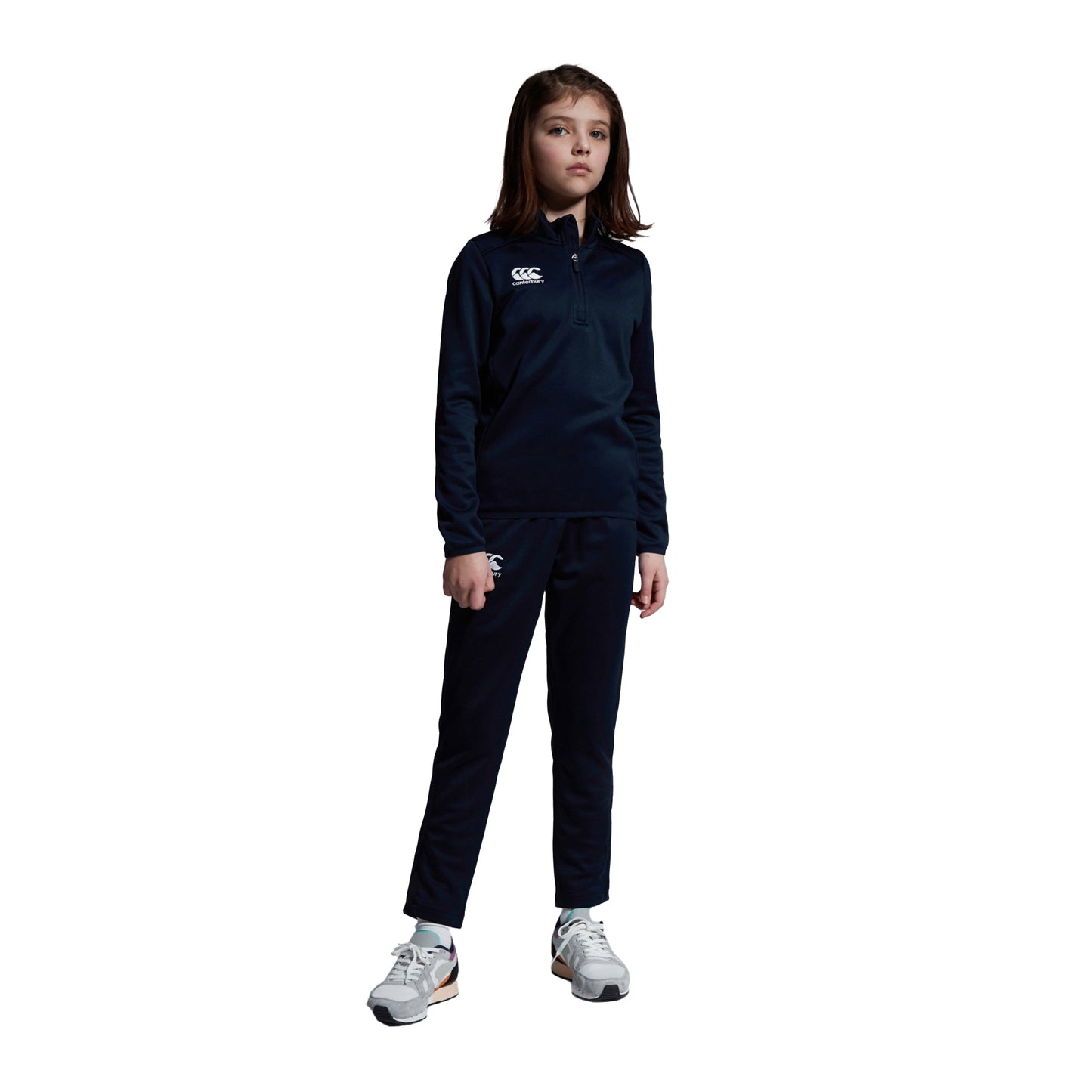 Navy - Side - Canterbury Childrens-Kids Club Quarter Zip Training Top