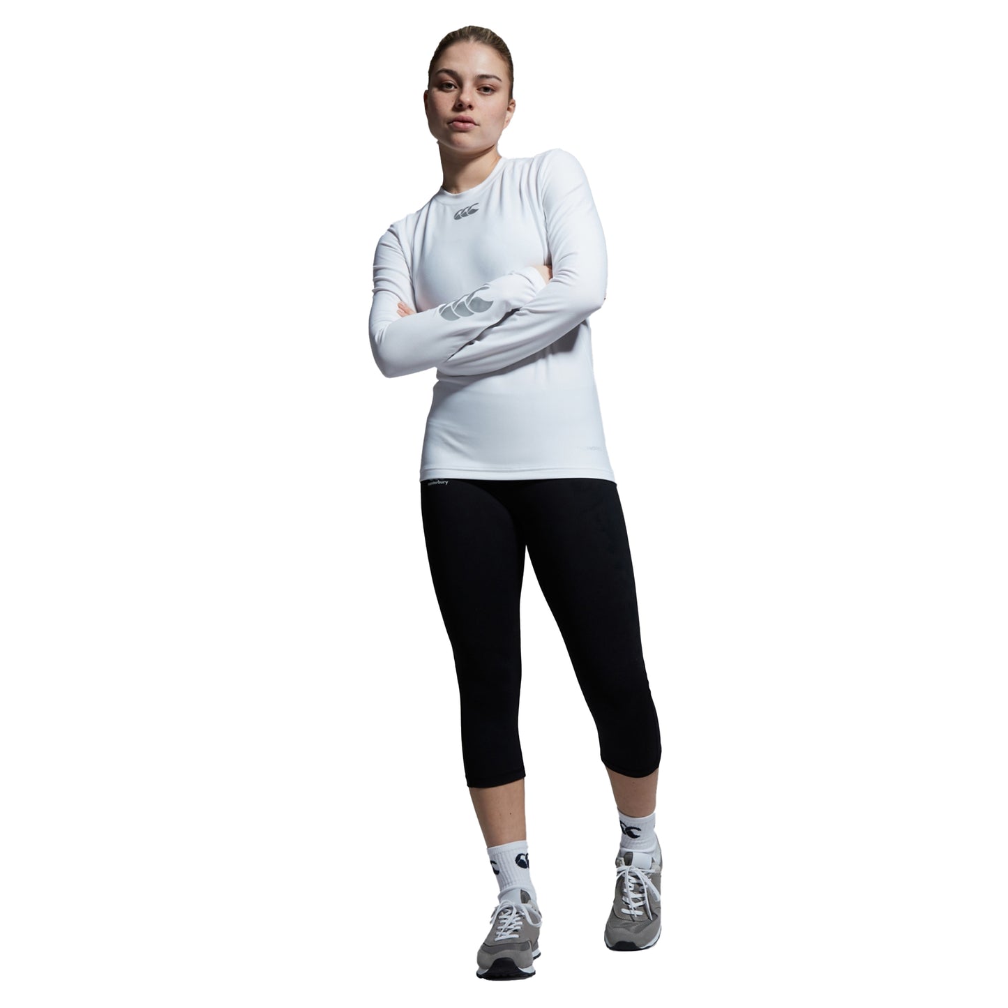 White - Pack Shot - Canterbury Womens-Ladies Thermoreg Long-Sleeved Base Layer Top