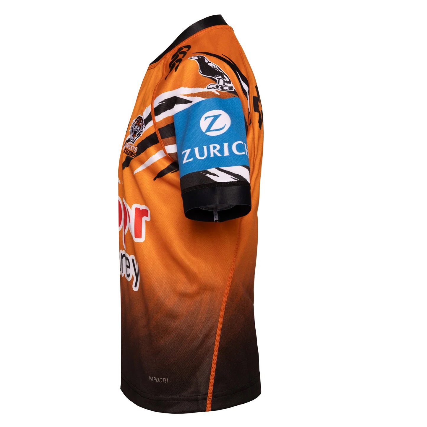 Orange-White-Black - Side - Canterbury Childrens-Kids West Tigers Home Jersey