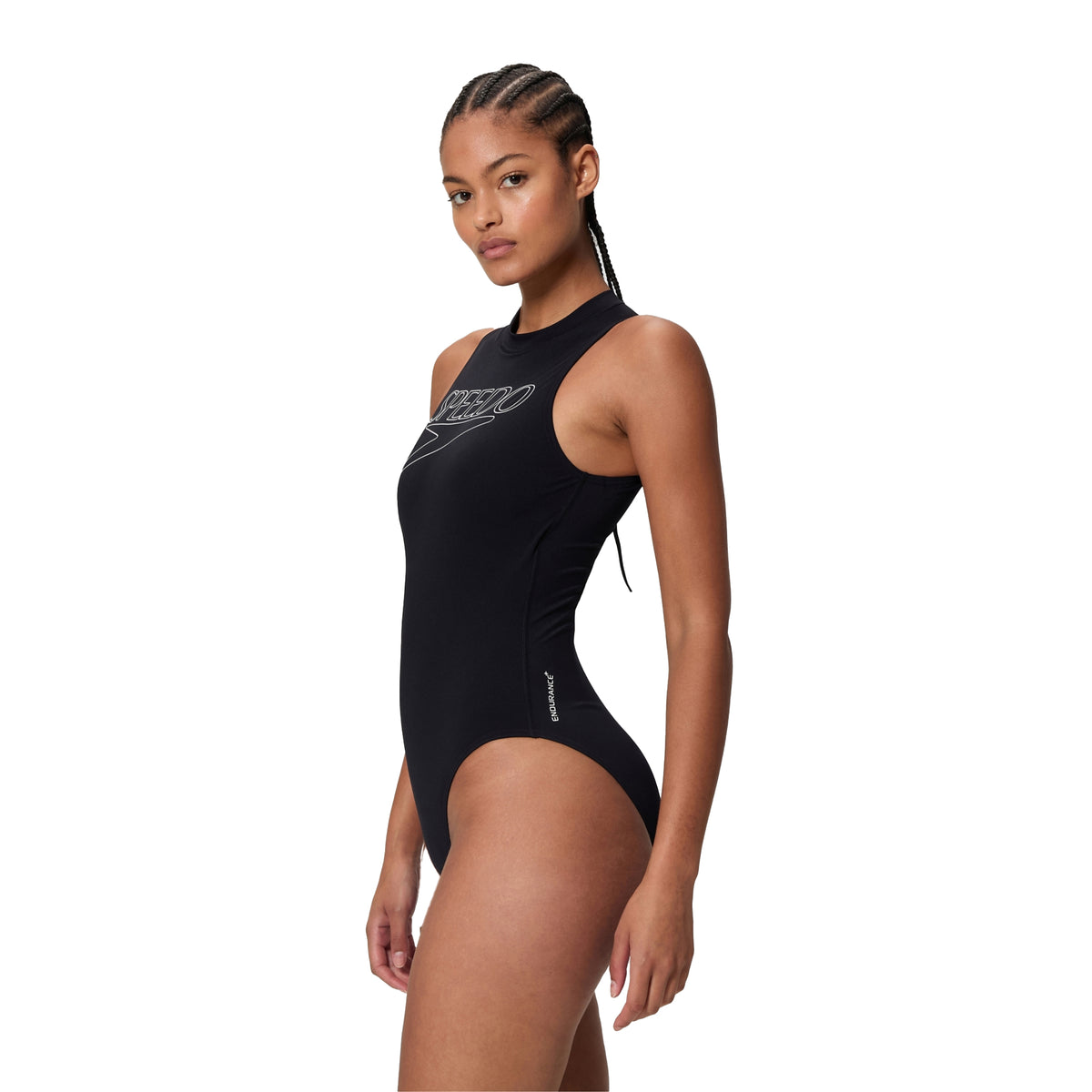Black - Pack Shot - Speedo Womens-Ladies Hydrasuit Logo Endurance+ One Piece Swimsuit