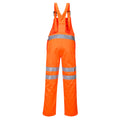 Orange - Back - Portwest Mens RT43 Polycotton Hi-Vis Safety Bib And Brace Trouser