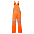 Orange - Front - Portwest Mens RT43 Polycotton Hi-Vis Safety Bib And Brace Trouser