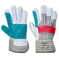 Green - Front - Portwest Unisex Adult A229 Classic Double Palm Leather Rigger Gloves