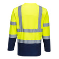 Yellow-Navy - Back - Portwest Mens Contrast Cotton High-Vis Comfort Long-Sleeved T-Shirt