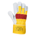 Yellow-Red - Back - Portwest Unisex Adult A219 Classic Chrome Leather Rigger Gloves