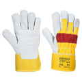 Yellow-Red - Front - Portwest Unisex Adult A219 Classic Chrome Leather Rigger Gloves