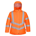 Orange - Front - Portwest Womens-Ladies Oxford Hi-Vis Winter Jacket