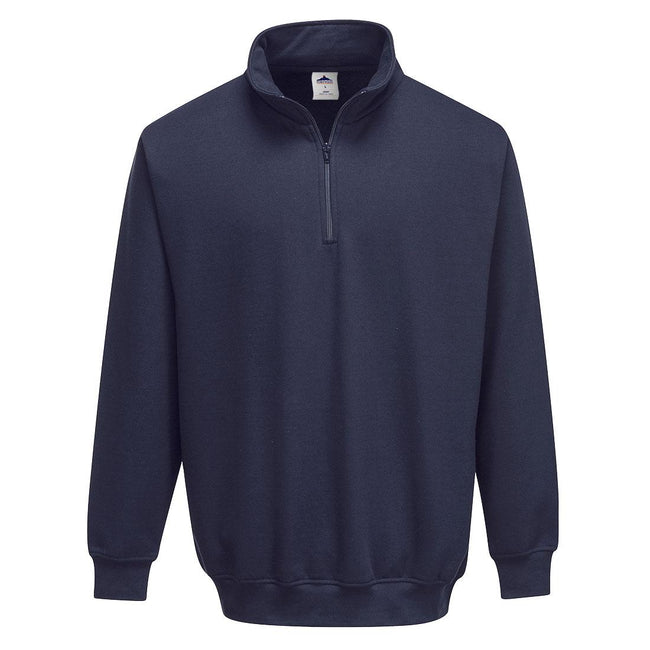 Navy - Front - Portwest Mens Sorrento Zip Neck Sweatshirt