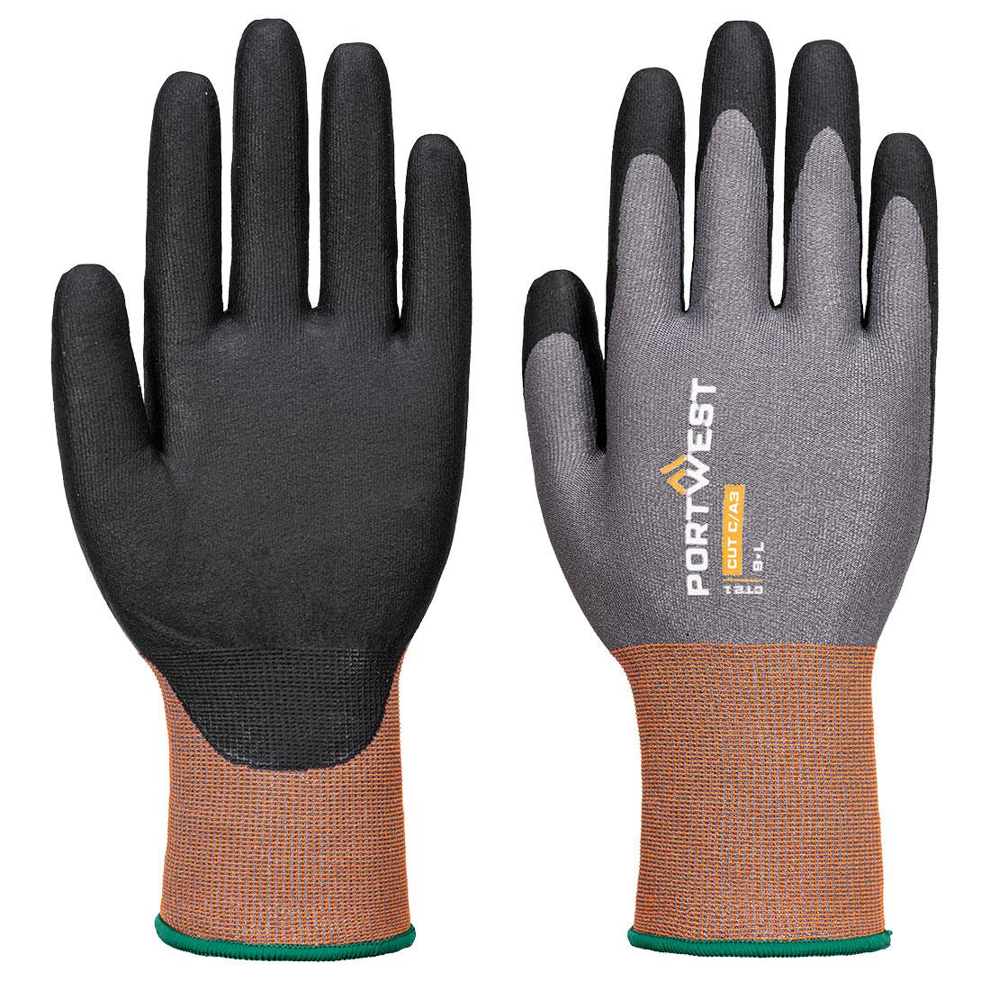Grey-Black - Front - Portwest Unisex Adult CT21 - CT Cut C Nitrile Safety Gloves