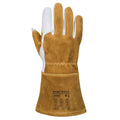 Brown - Back - Portwest Unisex Adult Mig A540 Grain Leather Welding Gauntlets