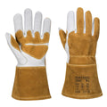 Brown - Front - Portwest Unisex Adult Mig A540 Grain Leather Welding Gauntlets